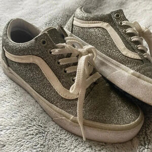 womens 6.5 silver glitter vans old skool